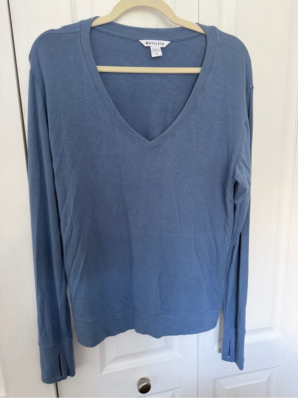 Athleta Slate Blue V-Neck Pullover Sweatshirt
